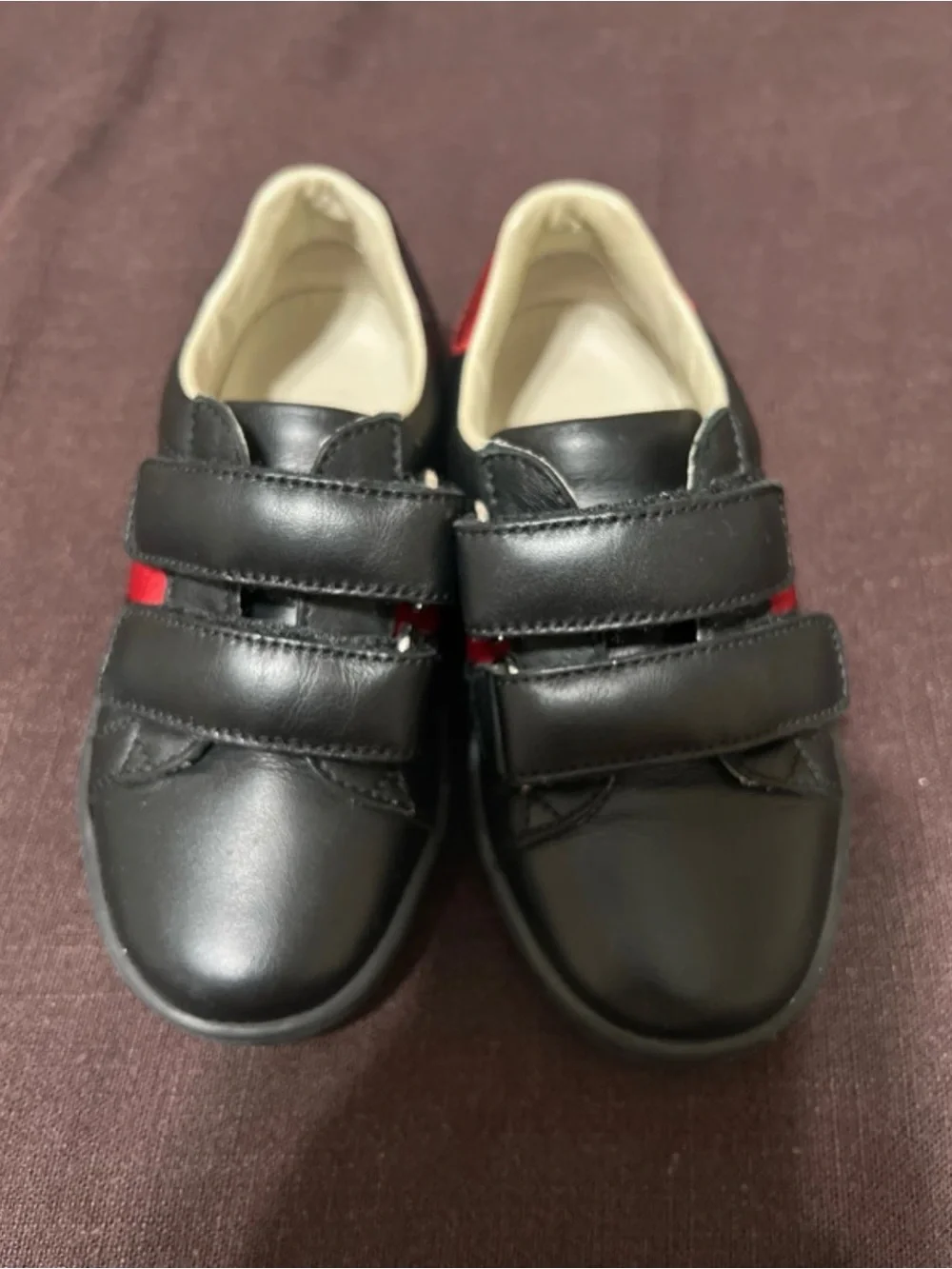 Gucci Kids Black Leather Velcro Dress Shoes